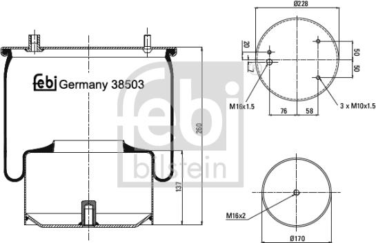 Febi Bilstein 38503 - Pneimoatsperes spilvens, Pneimopiekare www.autospares.lv