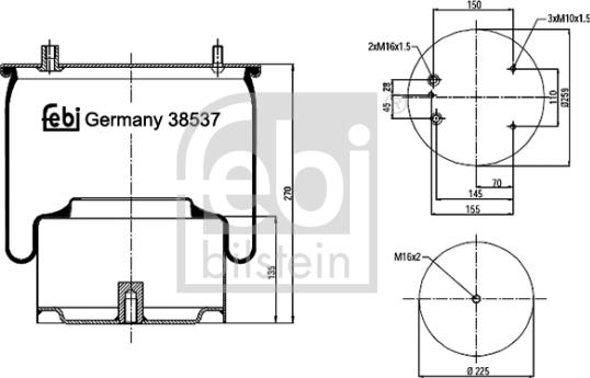 Febi Bilstein 38537 - Pneimoatsperes spilvens, Pneimopiekare www.autospares.lv