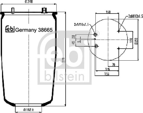 Febi Bilstein 38665 - Pneimoatsperes spilvens, Pneimopiekare www.autospares.lv