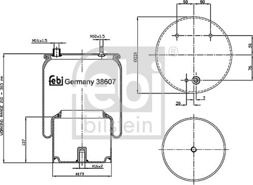 Febi Bilstein 38607 - Pneimoatsperes spilvens, Pneimopiekare www.autospares.lv