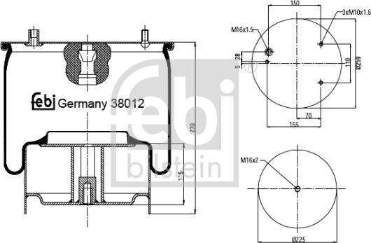 Febi Bilstein 38012 - Pneimoatsperes spilvens, Pneimopiekare www.autospares.lv