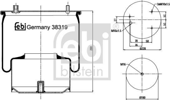 Febi Bilstein 38319 - Pneimoatsperes spilvens, Pneimopiekare www.autospares.lv