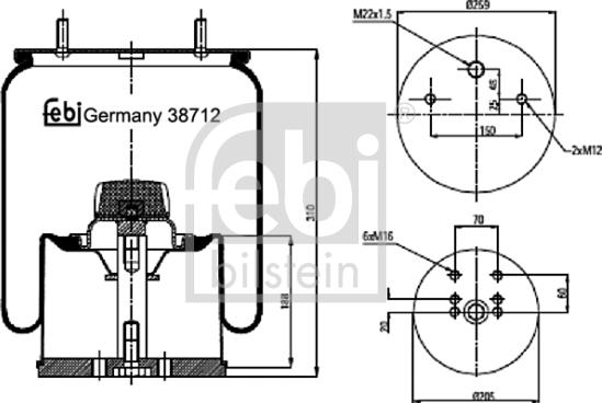 Febi Bilstein 38712 - Pneimoatsperes spilvens, Pneimopiekare www.autospares.lv