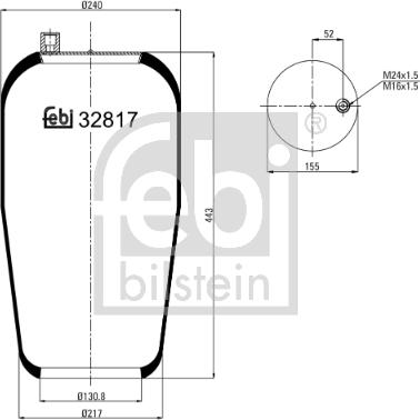 Febi Bilstein 32817 - Pneimoatsperes spilvens, Pneimopiekare www.autospares.lv