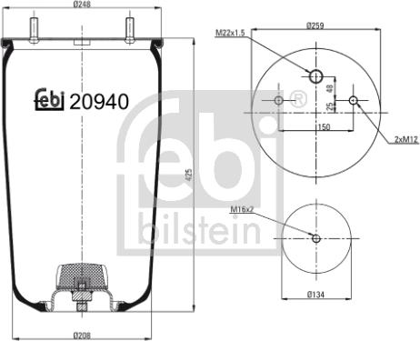 Febi Bilstein 20940 - Pneimoatsperes spilvens, Pneimopiekare www.autospares.lv