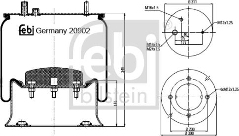 Febi Bilstein 20902 - Pneimoatsperes spilvens, Pneimopiekare www.autospares.lv