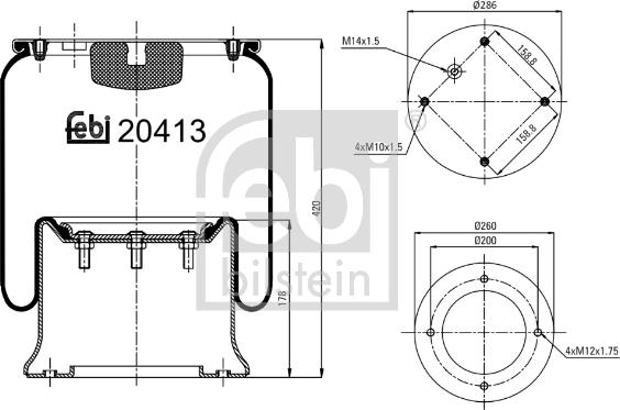 Febi Bilstein 20413 - Кожух пневматической рессоры www.autospares.lv