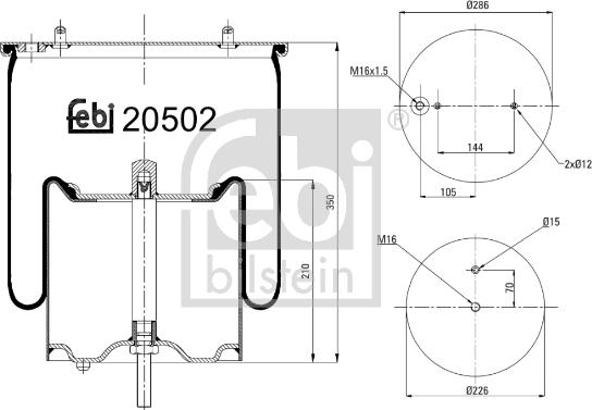 Febi Bilstein 20502 - Pneimoatsperes spilvens, Pneimopiekare www.autospares.lv