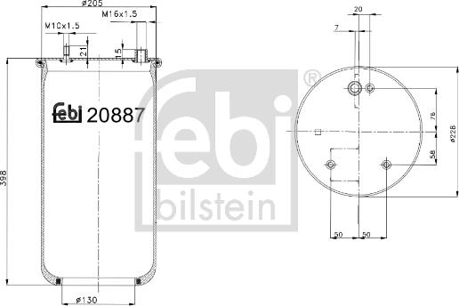 Febi Bilstein 20887 - Pneimoatsperes spilvens, Pneimopiekare www.autospares.lv