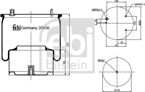 Febi Bilstein 20836 - Pneimoatsperes spilvens, Pneimopiekare www.autospares.lv