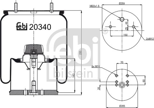 Febi Bilstein 20340 - Pneimoatsperes spilvens, Pneimopiekare www.autospares.lv