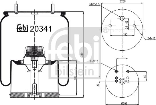 Febi Bilstein 20341 - Pneimoatsperes spilvens, Pneimopiekare www.autospares.lv