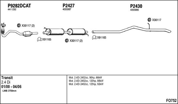 Fenno FO752 - Izplūdes gāzu sistēma www.autospares.lv