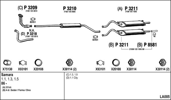 Fenno LA005 - Izplūdes gāzu sistēma www.autospares.lv