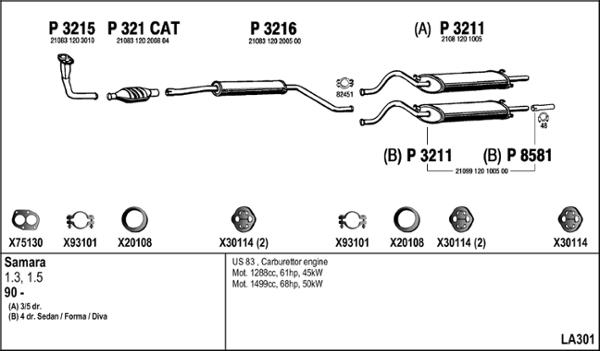 Fenno LA301 - Izplūdes gāzu sistēma www.autospares.lv