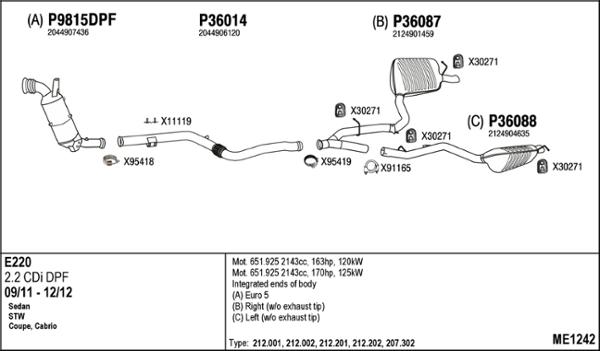 Fenno ME1242 - Izplūdes gāzu sistēma www.autospares.lv