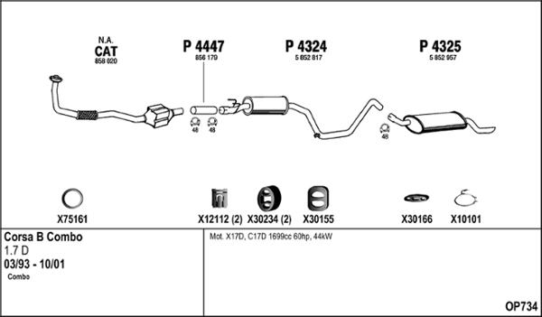 Fenno OP734 - Izplūdes gāzu sistēma www.autospares.lv