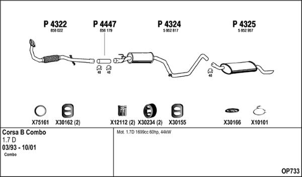 Fenno OP733 - Izplūdes gāzu sistēma www.autospares.lv