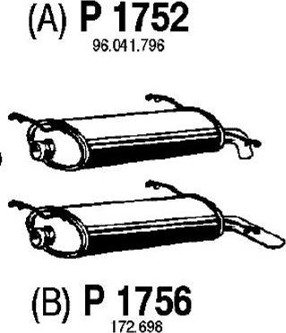 Fenno P1752 - Izplūdes gāzu trokšņa slāpētājs (pēdējais) autospares.lv