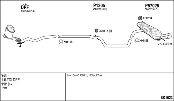 Fenno SK1023 - Izplūdes gāzu sistēma www.autospares.lv