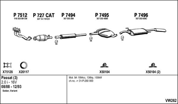 Fenno VW262 - Izplūdes gāzu sistēma www.autospares.lv