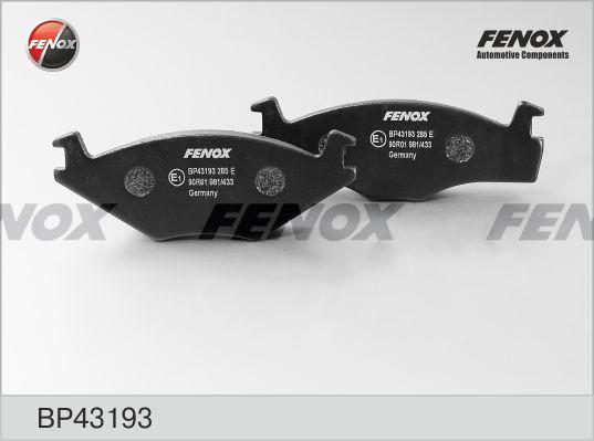 Fenox BP43193 - Тормозные колодки, дисковые, комплект www.autospares.lv