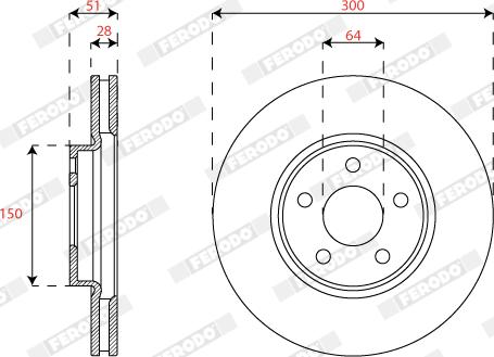 Ferodo DDF2816C - Bremžu diski www.autospares.lv