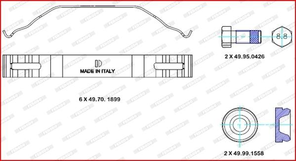 Ferodo FAC168 - Piederumu komplekts, Disku bremžu uzlikas www.autospares.lv