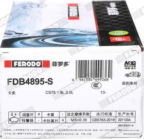 Ferodo FDB4895-S - Bremžu uzliku kompl., Disku bremzes www.autospares.lv