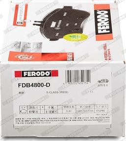 Ferodo FDB4800-D - Bremžu uzliku kompl., Disku bremzes www.autospares.lv