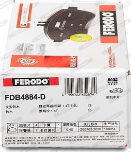 Ferodo FDB4884-D - Brake Pad Set, disc brake www.autospares.lv