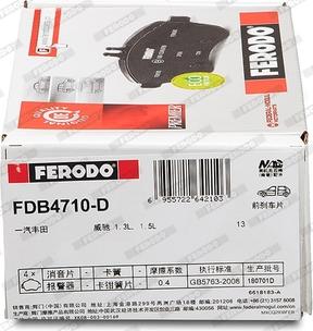 Ferodo FDB4710-D - Bremžu uzliku kompl., Disku bremzes www.autospares.lv