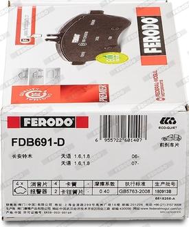 Ferodo FDB691-D - Bremžu uzliku kompl., Disku bremzes www.autospares.lv