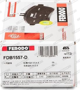 Ferodo FDB1557-D - Bremžu uzliku kompl., Disku bremzes www.autospares.lv