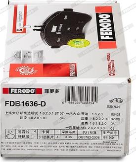 Ferodo FDB1636-D - Тормозные колодки, дисковые, комплект www.autospares.lv