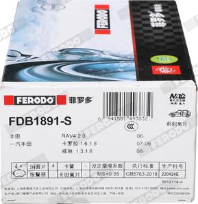 Ferodo FDB1891-S - Bremžu uzliku kompl., Disku bremzes www.autospares.lv