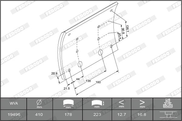 Ferodo K19488.1-F3672 - Bremžu uzliku kompl., Trumuļu bremzes www.autospares.lv