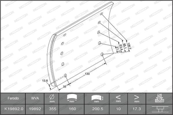 Ferodo K19892.0TG - Комплект тормозных башмаков, барабанные тормоза www.autospares.lv