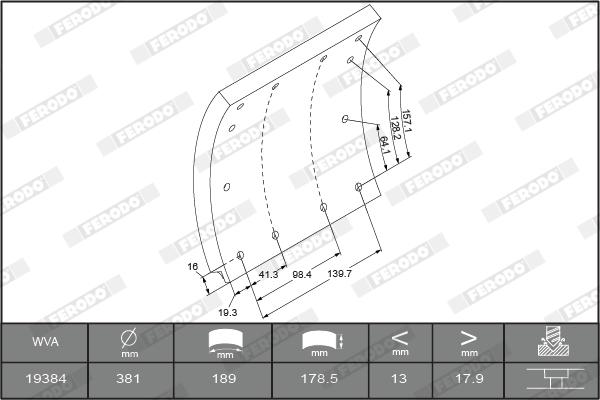 Ferodo K19384.0-F3664 - Bremžu uzliku kompl., Trumuļu bremzes www.autospares.lv