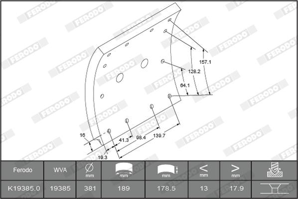 Ferodo K19385.1-F3658 - Bremžu uzliku kompl., Trumuļu bremzes www.autospares.lv