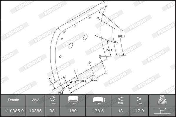 Ferodo K19385.1-F3652 - Bremžu uzliku kompl., Trumuļu bremzes www.autospares.lv