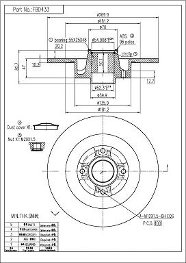 FI.BA FBD433 - Bremžu diski autospares.lv