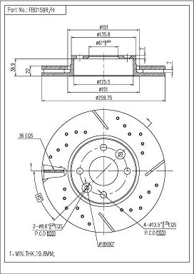 FI.BA FBD159R/H - Bremžu diski autospares.lv