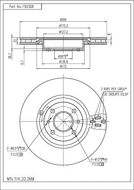 FI.BA FBD308 - Тормозной диск www.autospares.lv