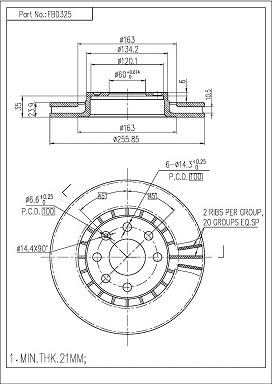 FI.BA FBD325 - Bremžu diski autospares.lv