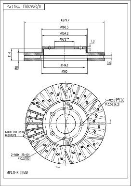 FI.BA FBD296R/H - Bremžu diski autospares.lv