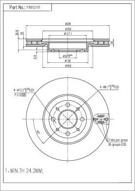 FI.BA FBD245 - Bremžu diski autospares.lv