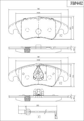 FI.BA FBP4402 - Тормозные колодки, дисковые, комплект www.autospares.lv