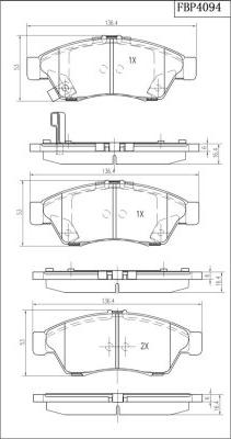 FI.BA FBP4094 - Тормозные колодки, дисковые, комплект www.autospares.lv