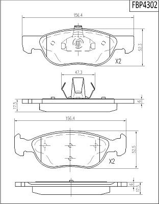 FI.BA FBP4302 - Bremžu uzliku kompl., Disku bremzes autospares.lv